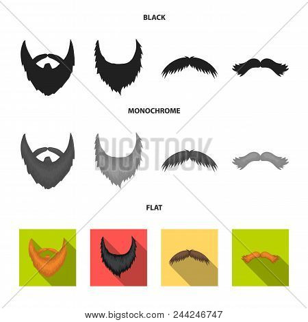 Mustache And Beard, Hairstyles Black, Flat, Monochrome Icons In Set Collection For Design. Stylish H