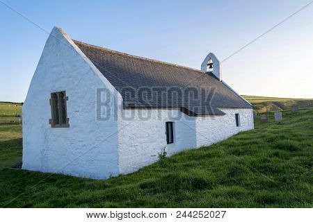 Welsh Chapel, Located In Mwnt, On Cardigan Coast, On A Summers Evening