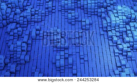 3d Render Vj Blue Background Of The Many White Squares 4k