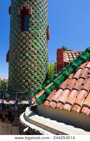 Comillas, Spain - July 3, 2017: Palace Of El Capricho Or Villa Quijano By The Architect Gaudi In Mod