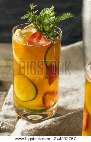 Sweet Refreshing Pimms Cup Cocktail With Fruit