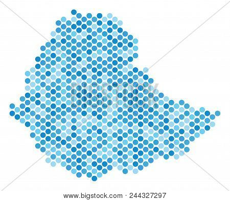 Blue Dotted Ethiopia Map. Vector Geographic Map In Blue Color Shades On A White Background. Vector C