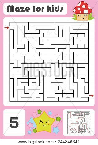 A Square Labyrinth. Developmental Game For Children. Vector Illustration Isolated On White Backgroun