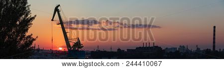Sunset At Industrial District Of Kiev In Podil District