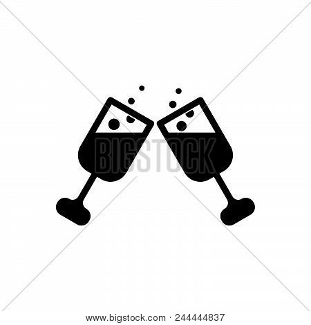Wine Glasses Vector Icon On White Background. Wine Glasses Modern Icon For Graphic And Web Design. W