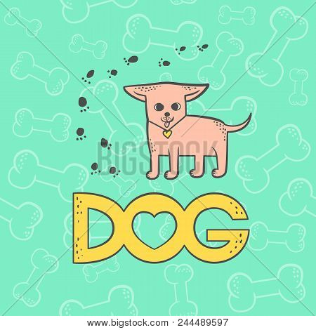 Vector Chihuahua Dog Funny Caricature Animal Cartoon Character. Contour Flat Bright Pet Isolated Col
