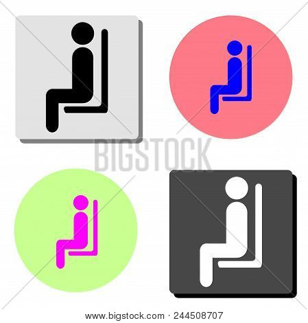 Seating Man. Simple Flat Vector Icon Illustration On Four Different Color Backgrounds