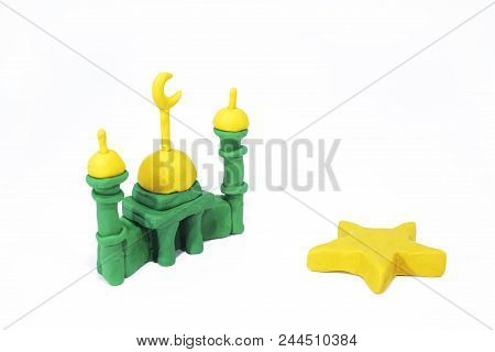 Symbols Of Islam. Objects Made From Play Clay. Abstract Isolated Photo.