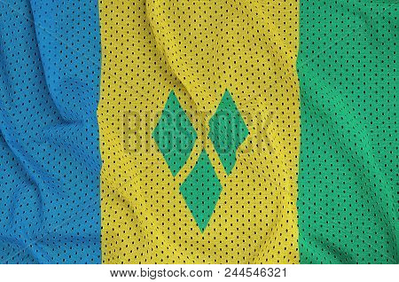 Saint Vincent And The Grenadines Flag Printed On A Polyester Nylon Sportswear Mesh Fabric With Some 