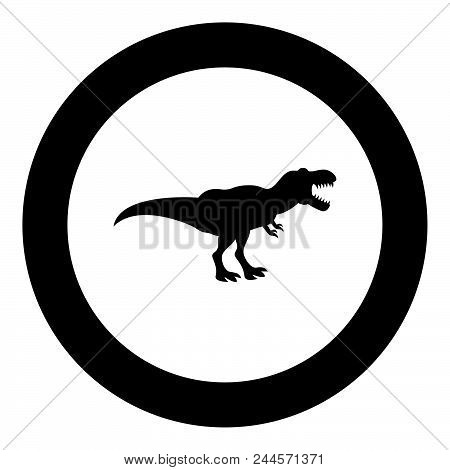 Dinosaur Tyrannosaurus T Rex Icon Black Color In Circle Round Vector Illustration