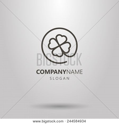 Black And White Line Art Clover Logo In A Round Frame