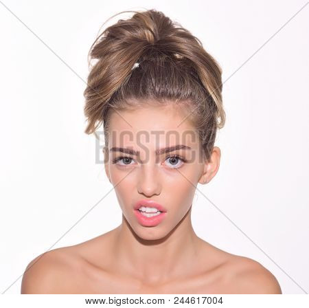 Feeling And Emotions. Different Emotions. Confused Pretty Girl. Girl Feel Disgust. Face Expression. 