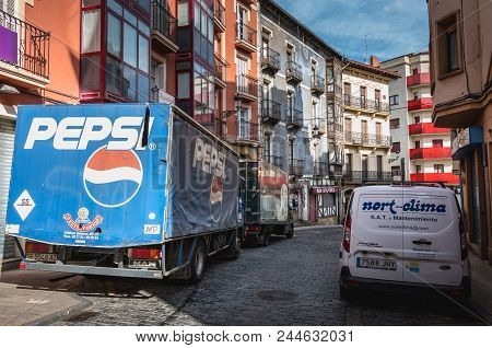 Delivery Truck Delivering Drinks To City Bars