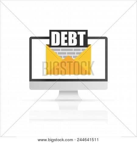 Cartoon Businessman And Debt Letter. Vector Stock Illustration.