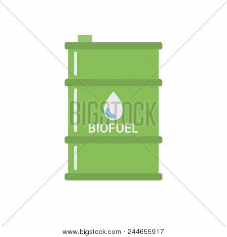 Biofuel Barrel Vector Icon - Biomass Ethanol. Alternative Environmental Friendly Fuel. Isolated On W