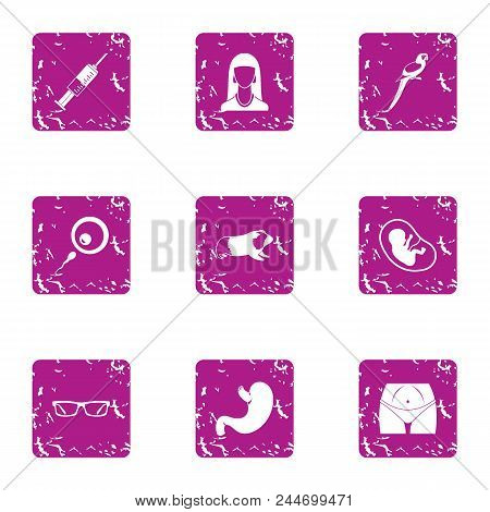 Youngster Icons Set. Grunge Set Of 9 Youngster Vector Icons For Web Isolated On White Background