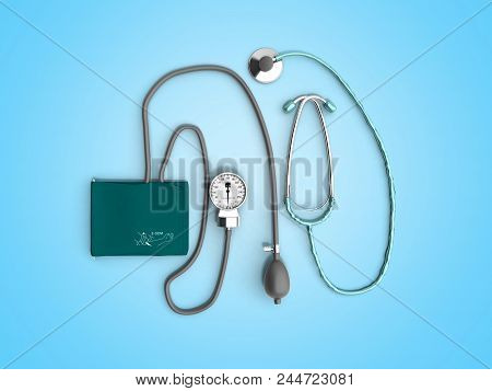 Tonometer And Phonendoscope Medical Instruments For Measuring Blood Pressure And Listening To Intern