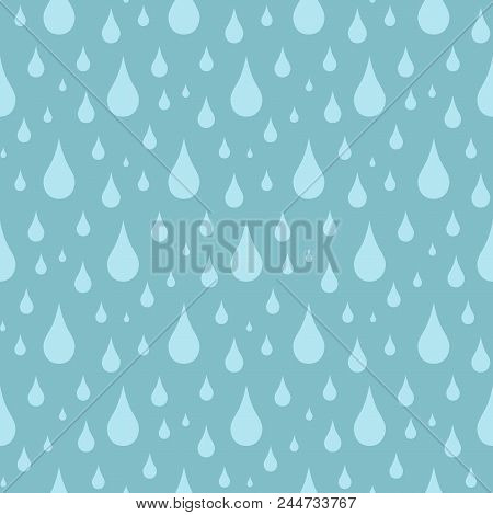 Rain Drops Seamless Blue Simple Pattern. Vector Illustration