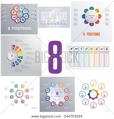 Set 8 Universal Templates Elements Infographics Conceptual Cyclic Processes For Eight Positions Poss