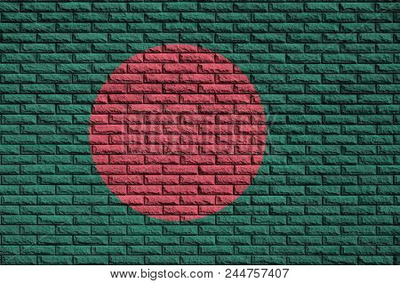 Bangladesh Flag Is Painted Onto An Old Brick Wall
