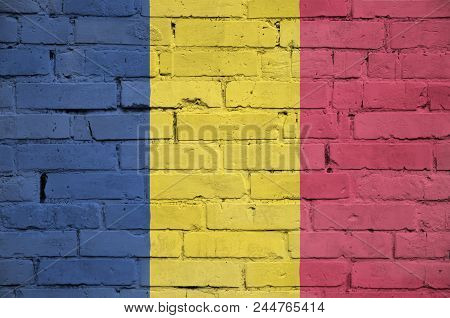 Chad Flag Is Painted Onto An Old Brick Wall