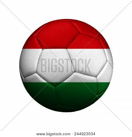 The Flag Of Hungary Is Depicted On A Soccer Ball, The Ball Is Close Up Isolated On A White Backgroun