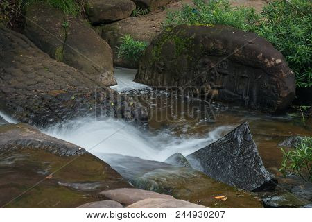 View Of Kbal Spean The Mystery Waterfall On Kulen Mountains Range Of The Ancient Khmer Empire In Sie