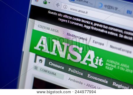Ryazan, Russia - June 05, 2018: Homepage Of Ansa Website On The Display Of Pc, Url - Ansa.it