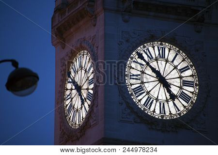 Clock Tower Close Up View From Paris