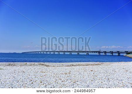 Beautiful Artificial Marble Beach Along The Shoreline Of Rinku Town , Viewing Kansai Kokusai Kuko Re
