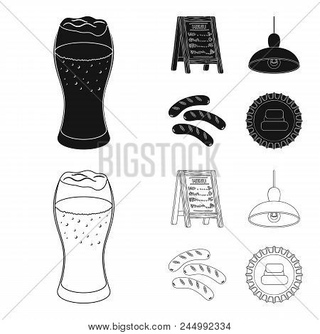 Restaurant, Cafe, Beer, Glass .pub Set Collection Icons In Black, Outline Style Vector Symbol Stock 