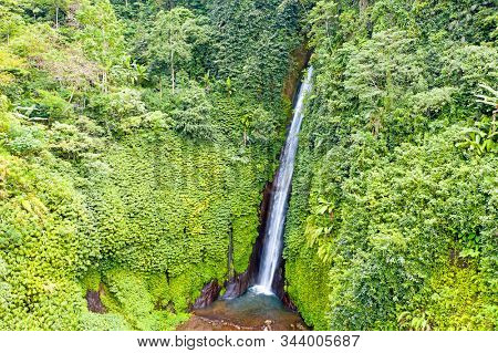 Aerial from Munduk waterfall on Bali Indonesia