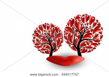 Valentine Tree With Love Heart, Valentine Day Concept, Vector Illustration Eps 10.
