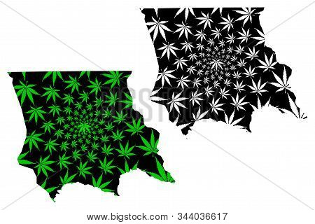 Jambyl Region (republic Of Kazakhstan, Regions Of Kazakhstan) Map Is Designed Cannabis Leaf Green An