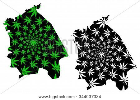 Pavlodar Region (republic Of Kazakhstan, Regions Of Kazakhstan) Map Is Designed Cannabis Leaf Green 