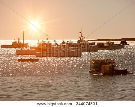 Lobster fishing boats in Maine, New England, USA