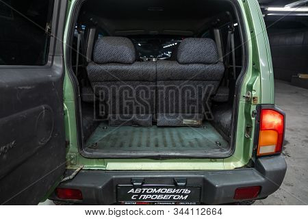 Novosibirsk, Russia - November 01, 2019:  Ssangyong Korando ,  Close-up Of The Open Trunk, Headlight