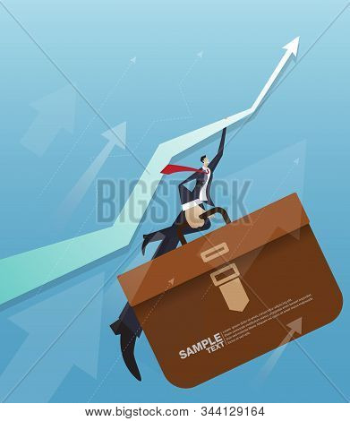 Business Man Concept Finance Manager With Rising Arrow.flat Isometric People. Executive Manager, Vec
