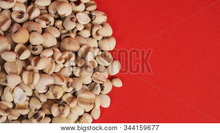 Job's Tears, Also Known As Adlay And Coix On Red Background. Popular In Asian Cultures As A Food Sou