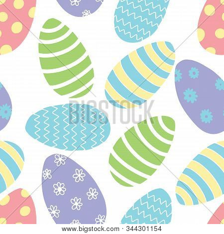 Pastel Colors Decorated Easter Egg Vector Seamless Pattern