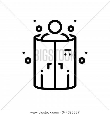 Black Line Icon For Cryotherapy Chamber Medical Steam Temperature Freezing