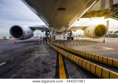 Bangkok Thailand,july 23th 2019.aircraft Park At An Airport Wait For Travel Passenger.