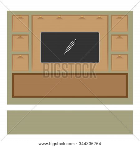 Furniture Built In For Televisions And Stereos In The Living Room.