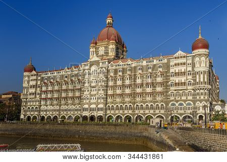 Mumbai, India - February 25, 2019: Taj Mahal Palace Hotel Is Heritage Luxury Hotel In Colaba Region 