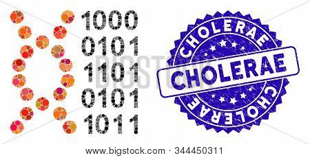 Mosaic Dna Code Icon And Distressed Stamp Seal With Cholerae Caption. Mosaic Vector Is Formed With D