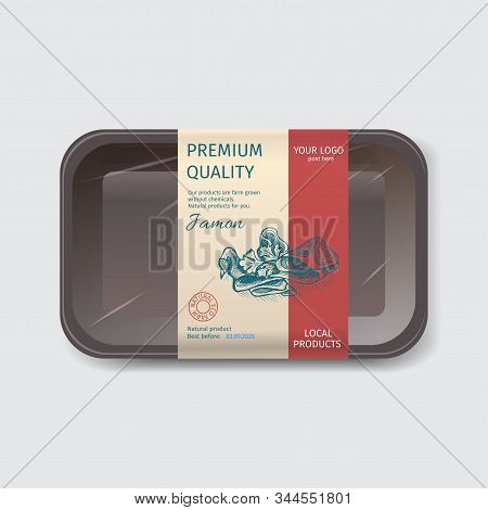 Corporate Identity For A Butcher Shop. Sticker For Boxing Natural Products. Packaging For Maet Box.