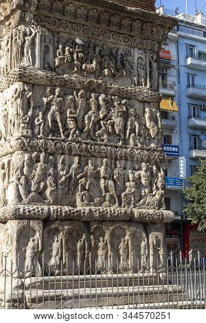 Thessaloniki, Greece - September 22, 2019: Ancient Roman Arch Of Galerius In The Center Of City Of T