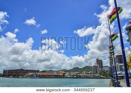 Port Louis, Mauritius - Jan 4, 2017. Caudan Waterfront Of Port Louis, Mauritius. Port Louis Is The S