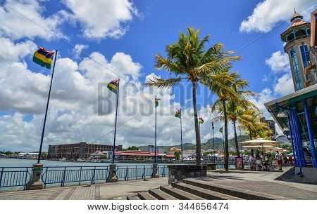 Port Louis, Mauritius - Jan 4, 2017. Caudan Waterfront Of Port Louis, Mauritius. Port Louis Is The S