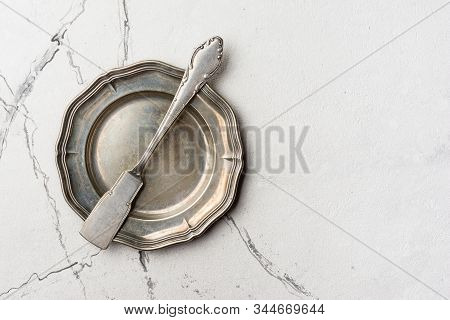 Vintage Silver Spatula With Plate